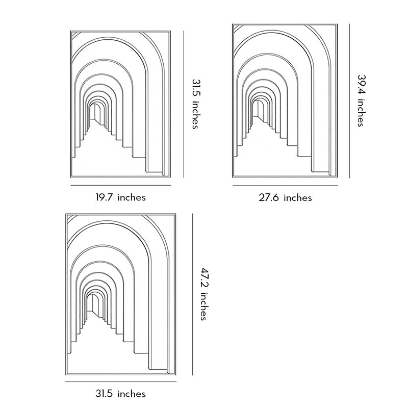Technical diagram showing dimensions and structure of wall painting light models.