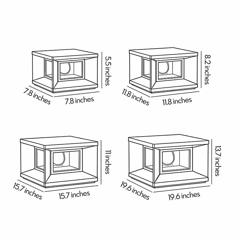 Technical diagram of wall pillar lights showing dimensions and structural details.