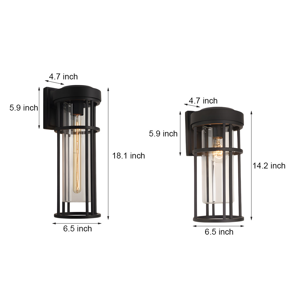 Technical specification chart showing dimensional measurements for different wall sconce models