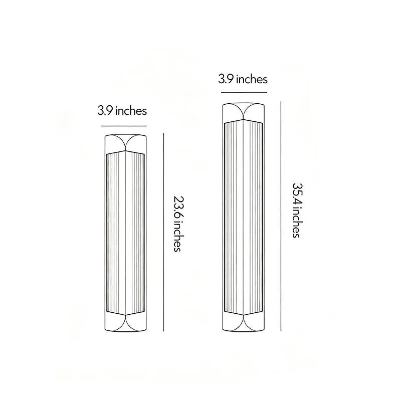 Wall sconce outdoor dimension drawing with multiple size options for exterior wall installation.