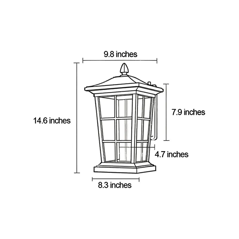 Wall vintage lights size guide showing fixture height, width, and mounting dimensions.