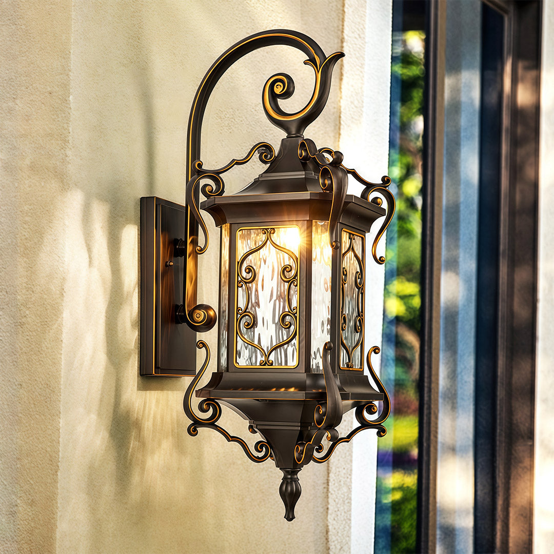 Outdoor Wall Sconce Light illuminating exterior wall with warm and inviting glow.