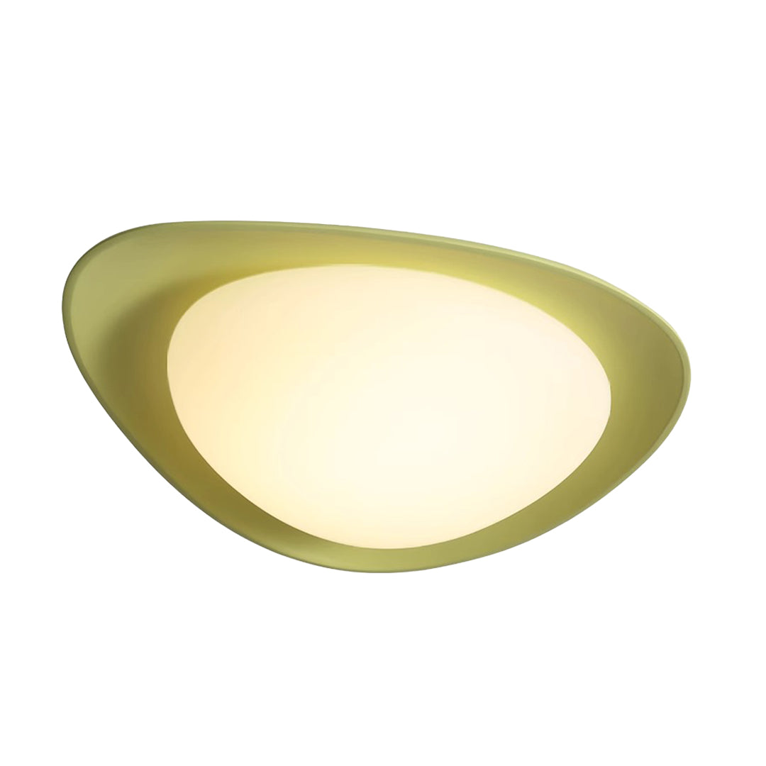 Modern pebble ceiling light featuring warm LED illumination and natural stone-inspired shape