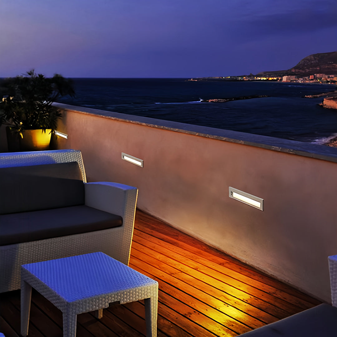 Deck lights for steps showcasing warm LED lighting in modern residential stair application