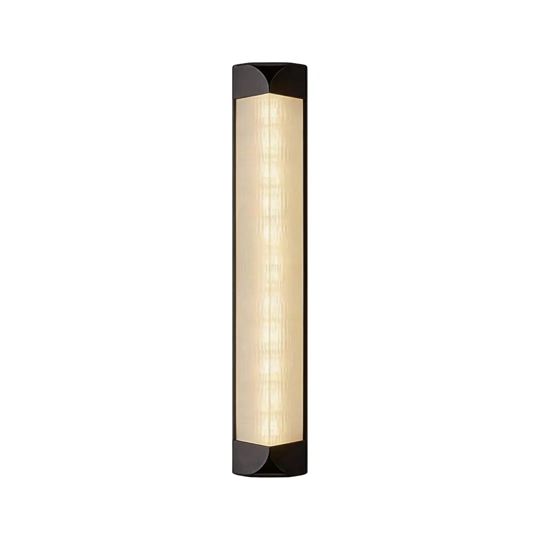 Wall sconce outdoor featuring a warm textured diffuser and modern black finish.