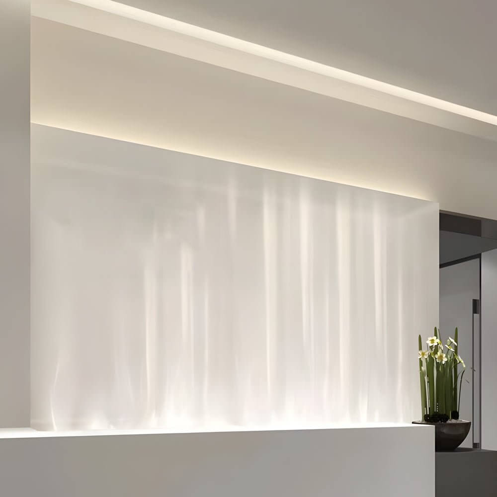 Water pattern lamp with a dynamic blue wave effect in a contemporary interior.