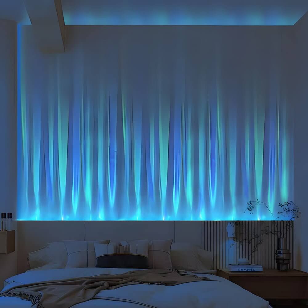 Water pattern lamp with a warm orange wave design, providing ambient light.