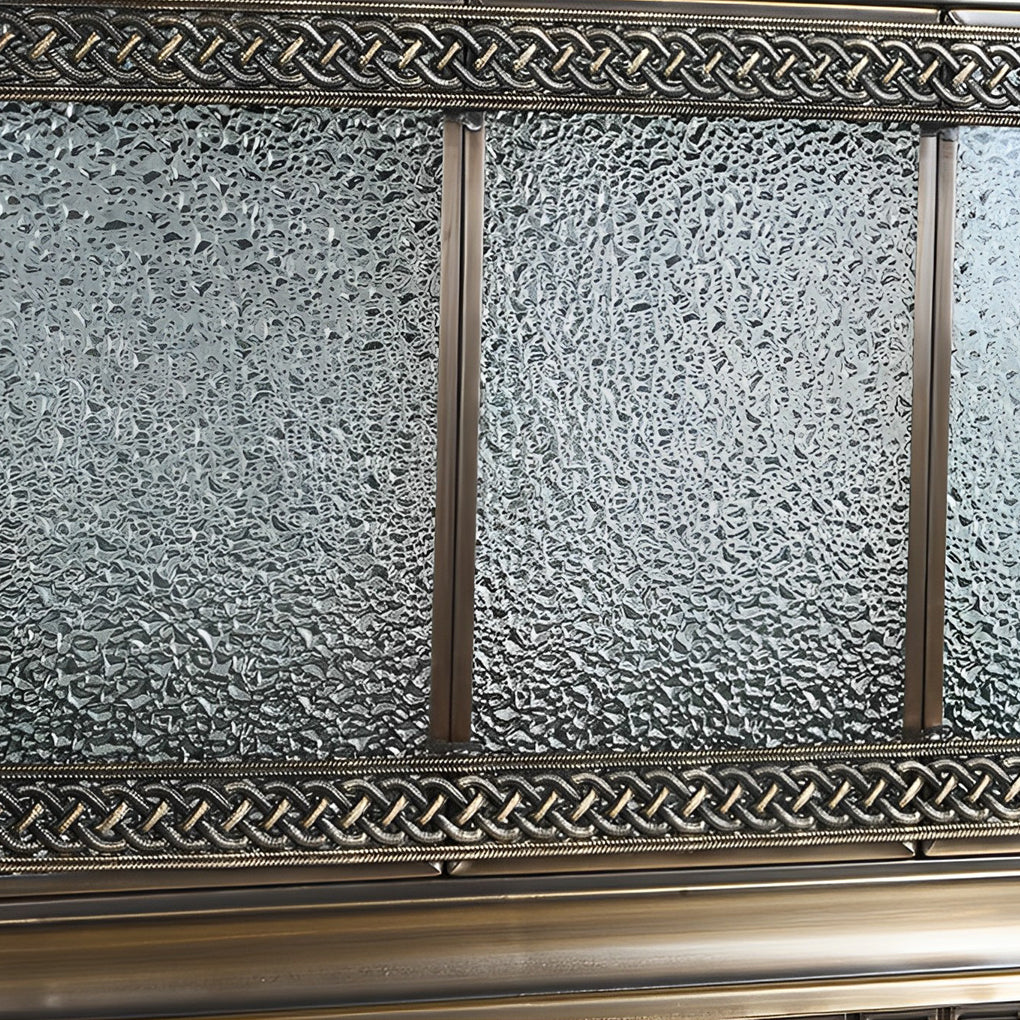 Close-up view of the metal base and trim details of a waterproof outdoor gate pillar light.