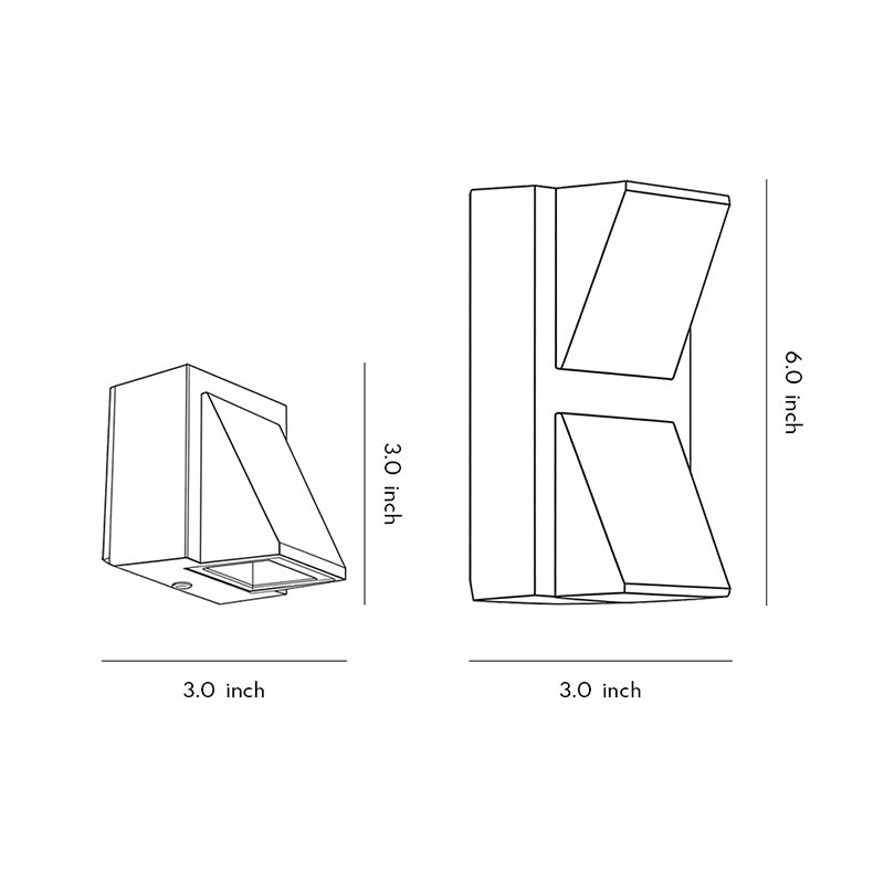 Line drawing of waterproof outdoor porch lights dimensions, providing installation specifications.