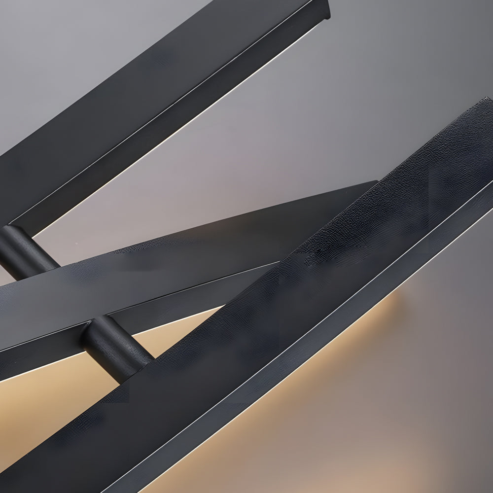 Close-up of wave hanging light metal frame detail