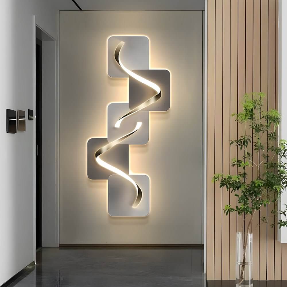 Wave Pattern Wall Sconce with LED lighting and USB port offers a practical yet elegant solution for contemporary wall decor.