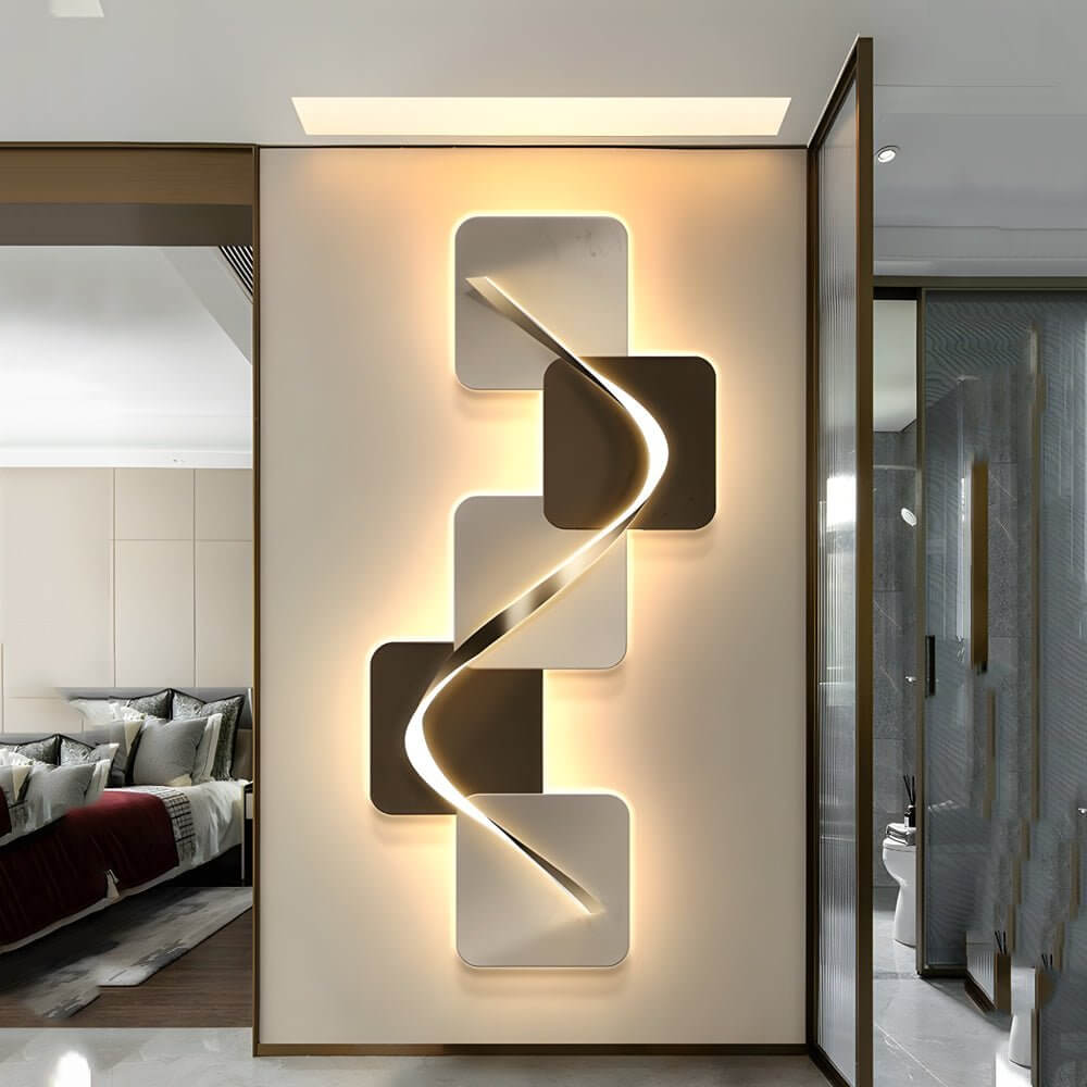 Wave Pattern Wall Sconce features LED lighting with USB power, combining modern decorative wall art and functional illumination.