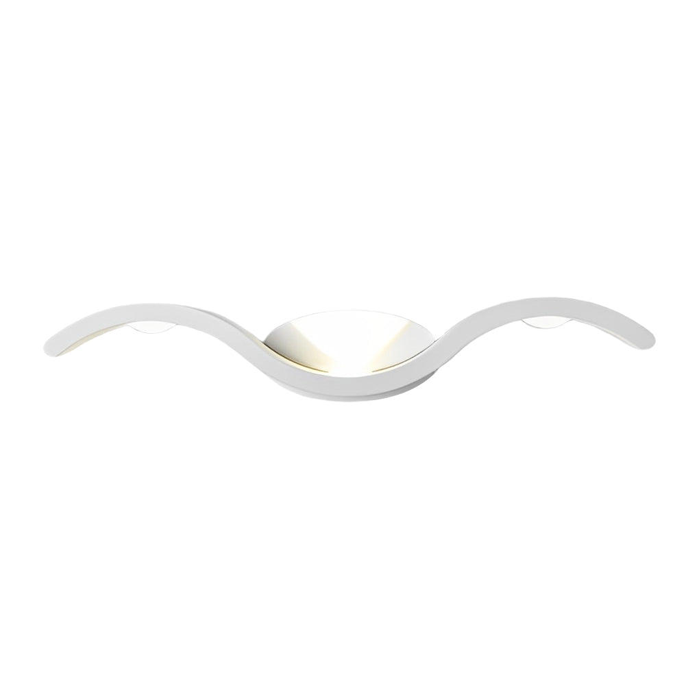 Detailed view of the wave wall sconce LED lens, highlighting the curved design and warm light output.