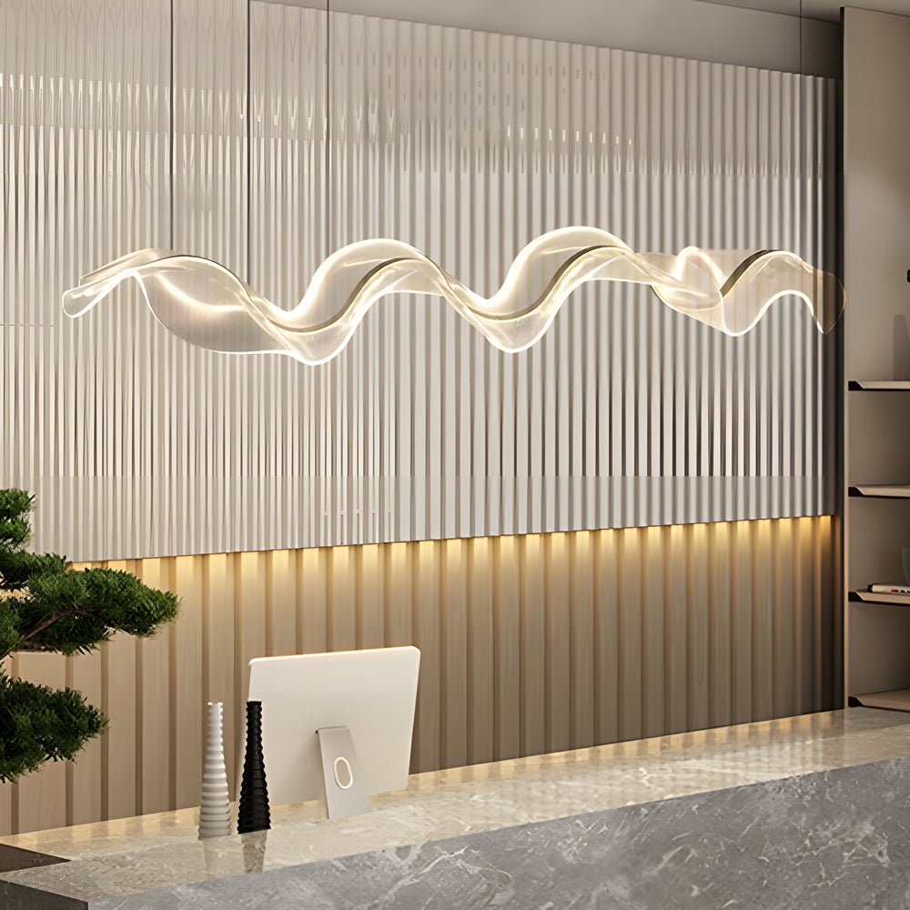 Waves Acrylic Ribbon Streamers LED Modern Chandeliers with LED Strip