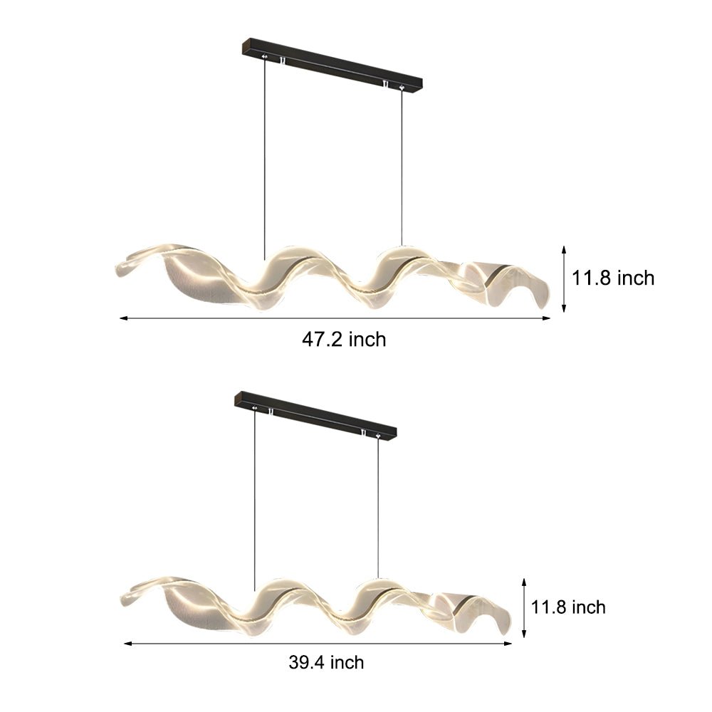 Waves Acrylic Ribbon Streamers LED Modern Chandeliers with LED Strip