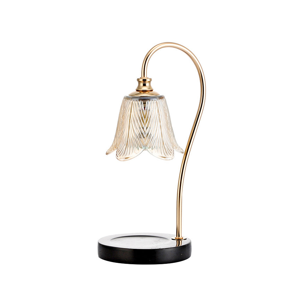 Wax melt light with white marble base in a modern setting.