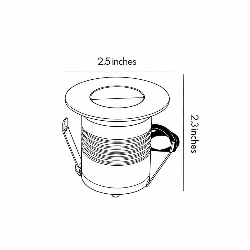 Technical diagram of well lights in concrete showing dimensions and installation details.