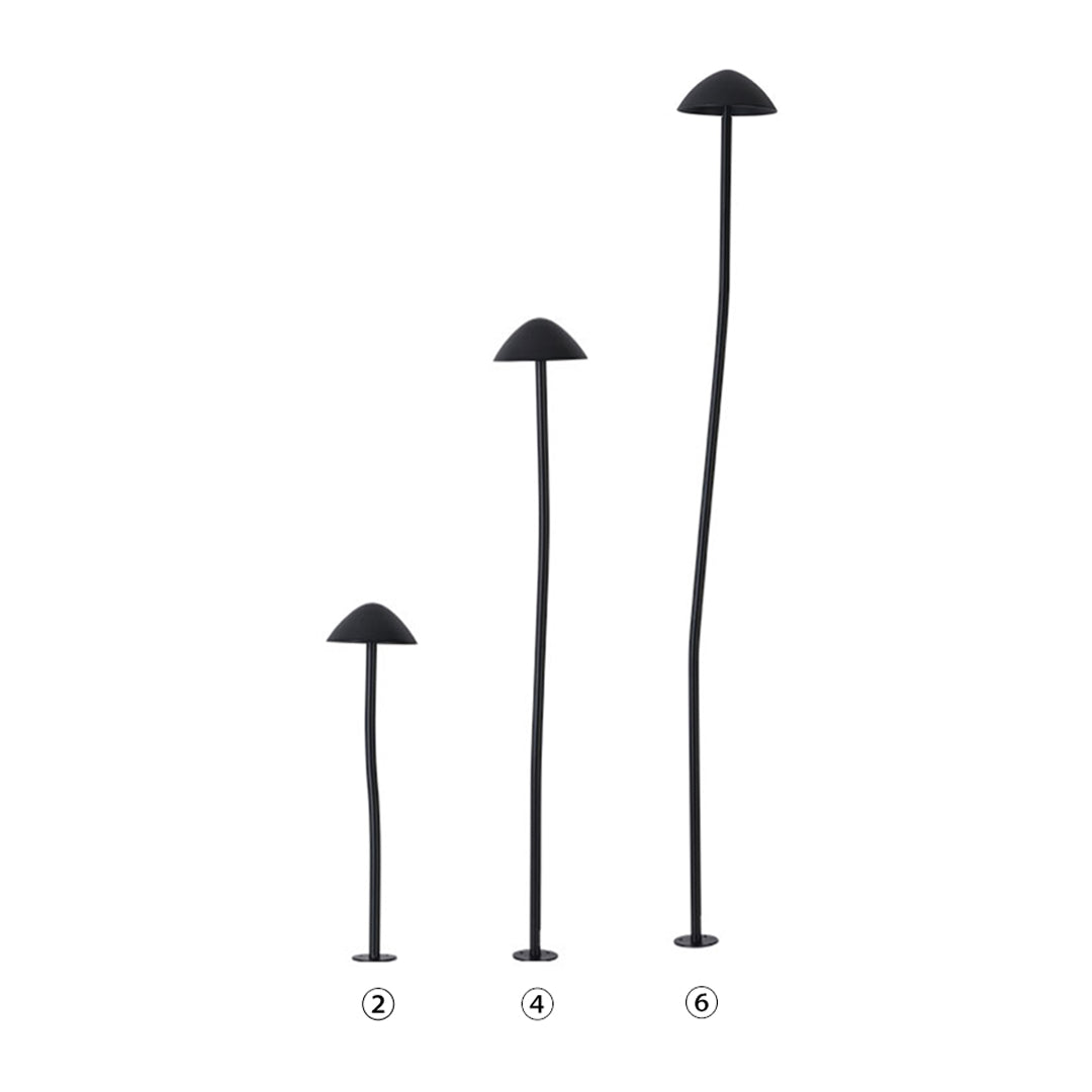 These mushroom garden lights combine sleek metal construction and LED technology, providing durable, modern, and simple outdoor illumination for pathways and landscaping.