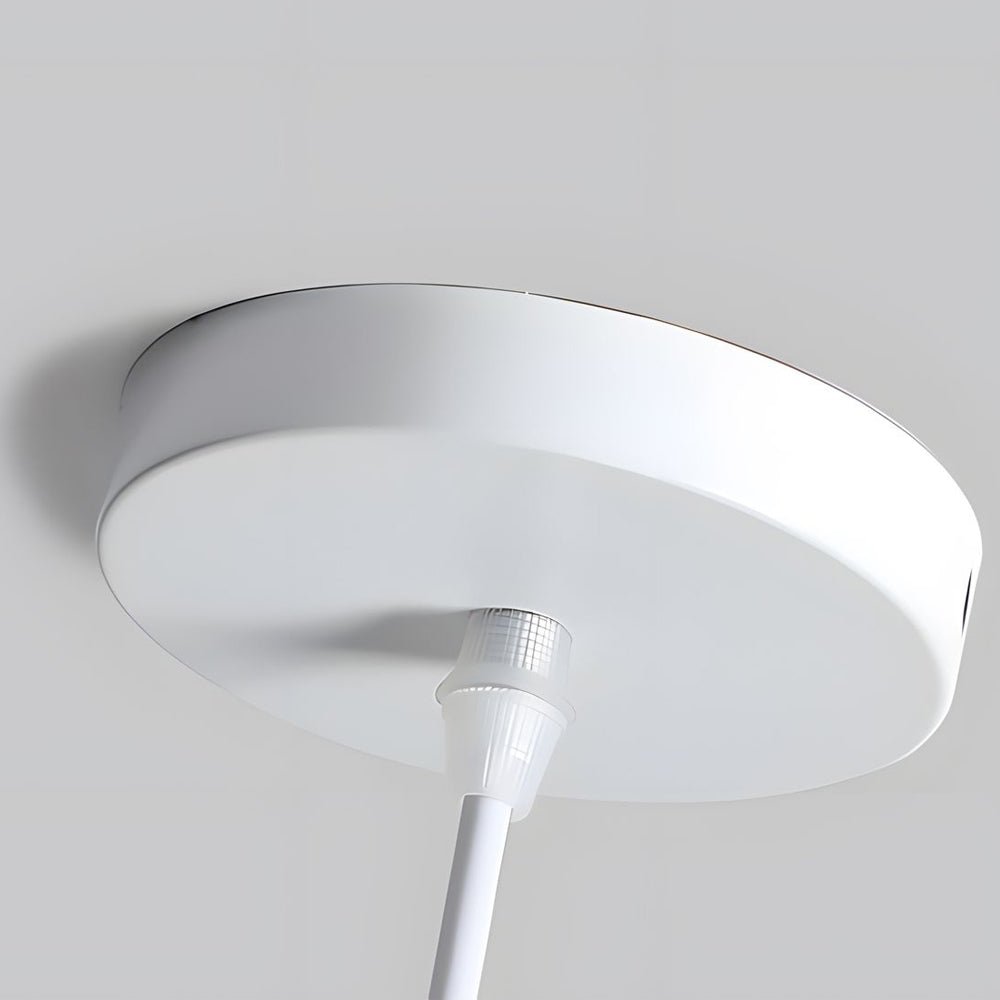 White 1 - Light Nordic Metal Cone Pendant Light with Wood Top