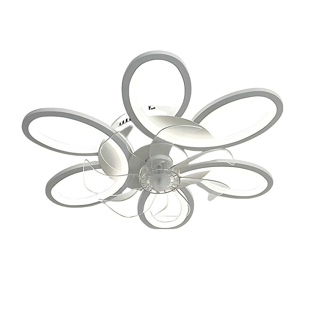 Modern LED ceiling light with curved petal design and crystal accents in chrome finish