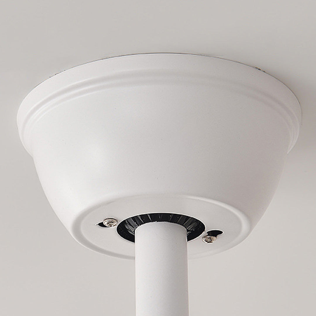 White ceiling fans with light mounted on ceiling displaying retractable blade mechanism