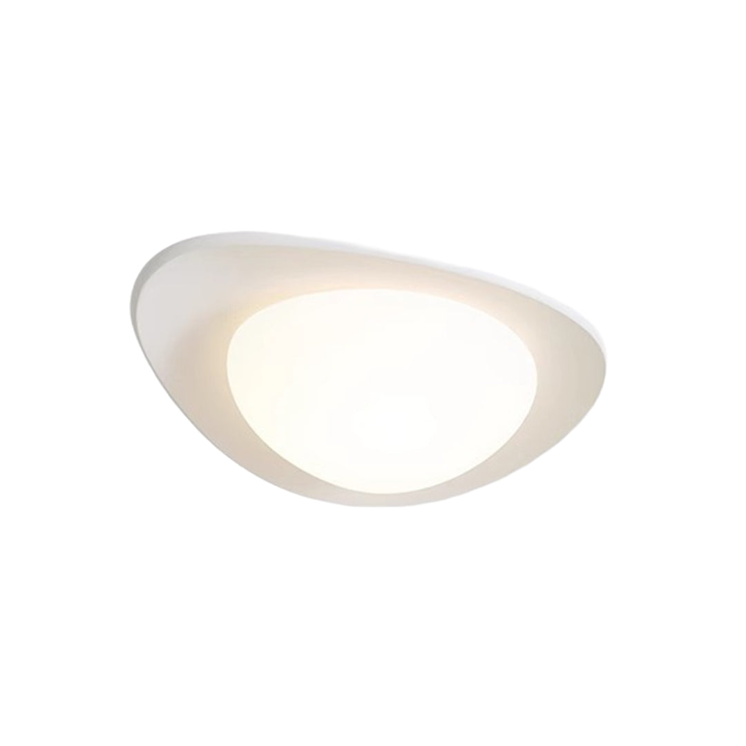 Sleek pebble ceiling light in white finish offering contemporary lighting solution