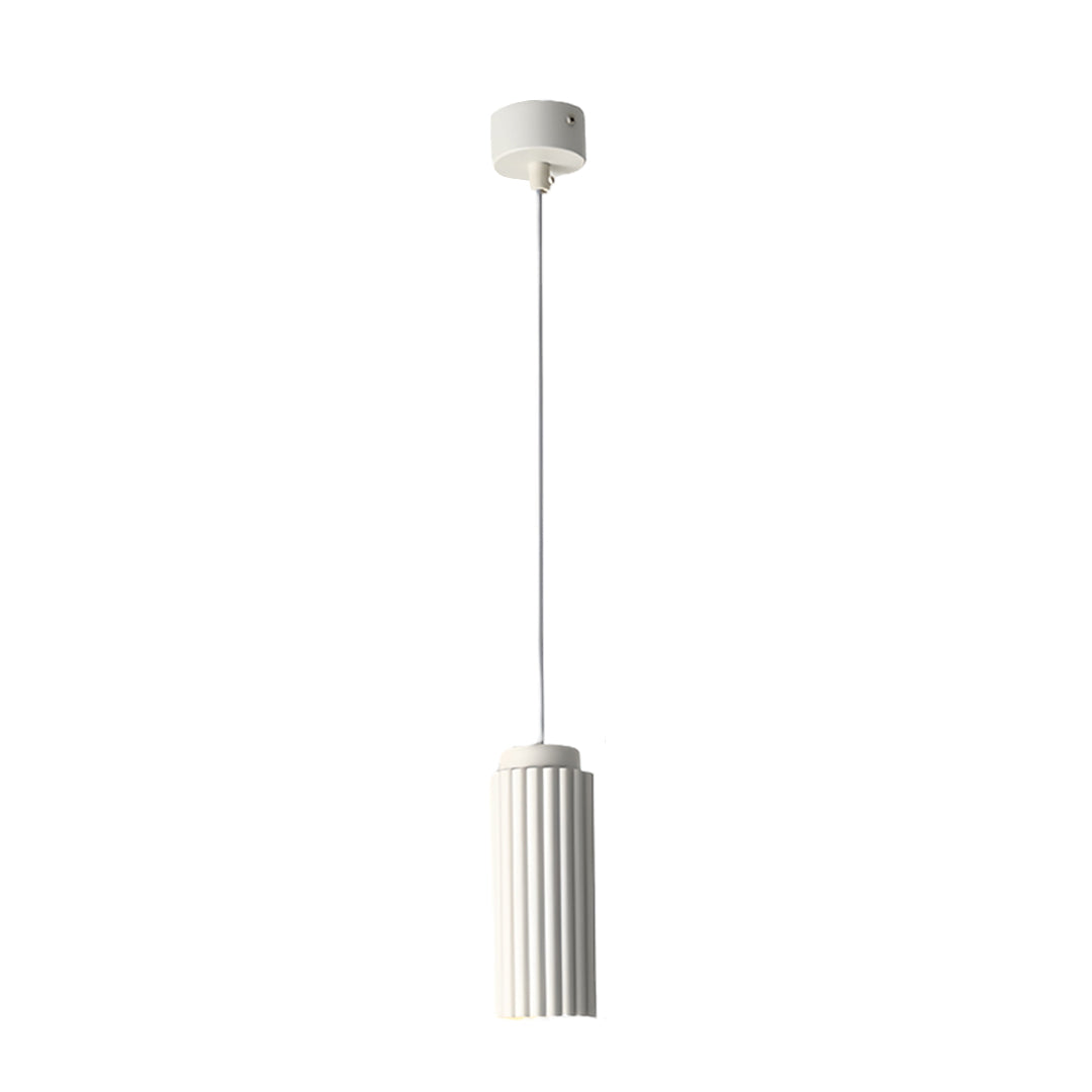 Modern white cylindrical USB rechargeable with pendant-style design and sleek metal finish