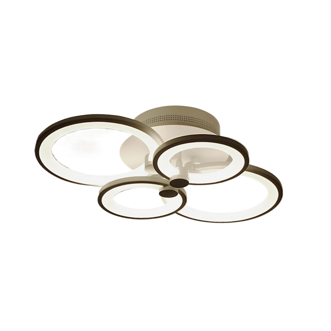 White finish modern multi ring ceiling lights isolated on clean white background.