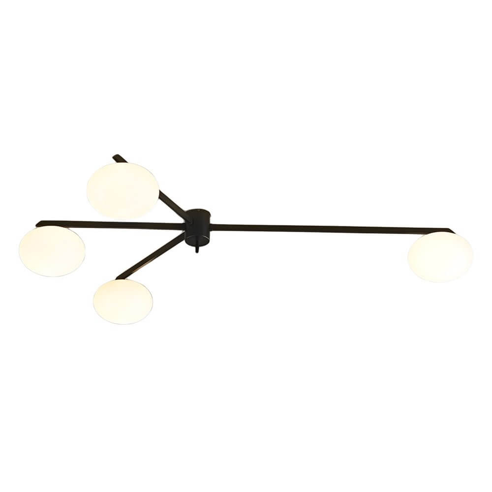 White Glass Bubble Black Semi - Flush Ceiling Light