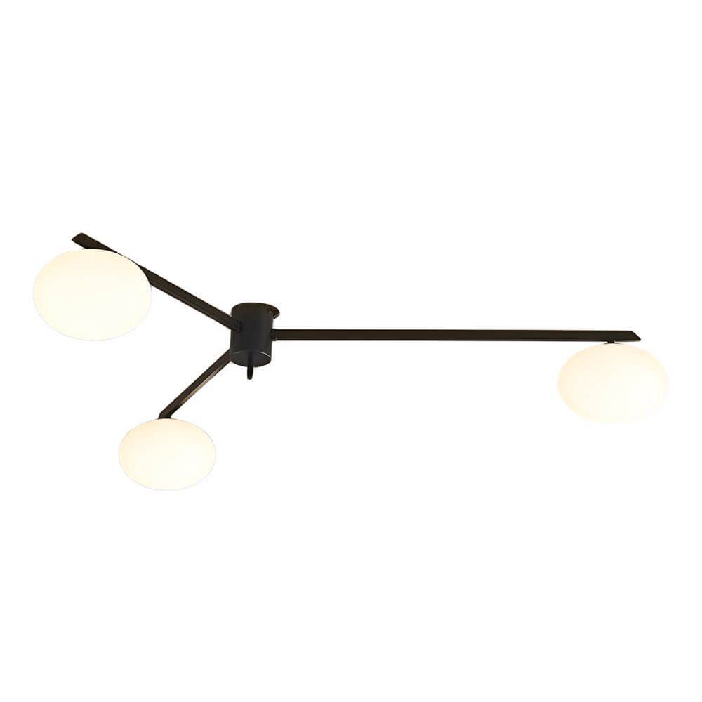 White Glass Bubble Black Semi - Flush Ceiling Light
