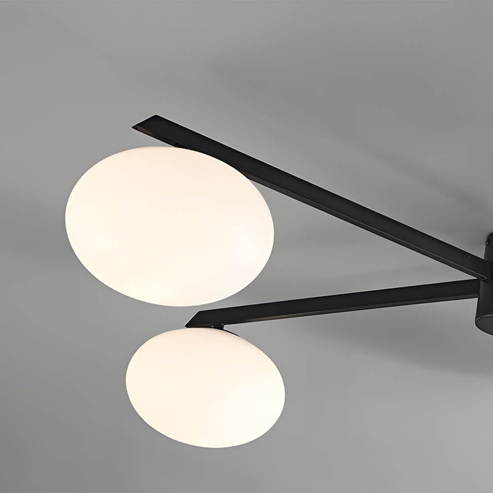 White Glass Bubble Black Semi - Flush Ceiling Light