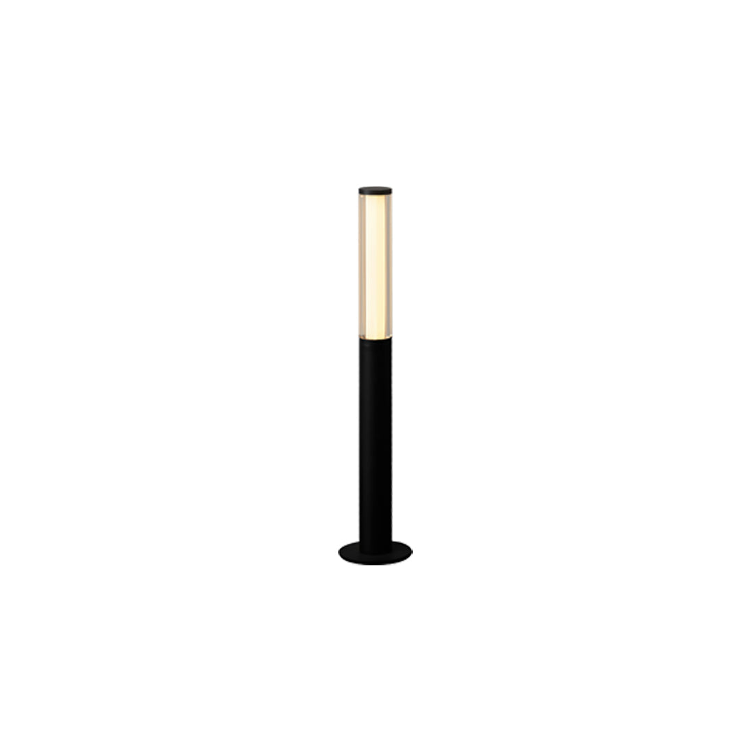 Minimalist white-and-gold slim led bollard garden light with clean cylindrical design against a plain background.