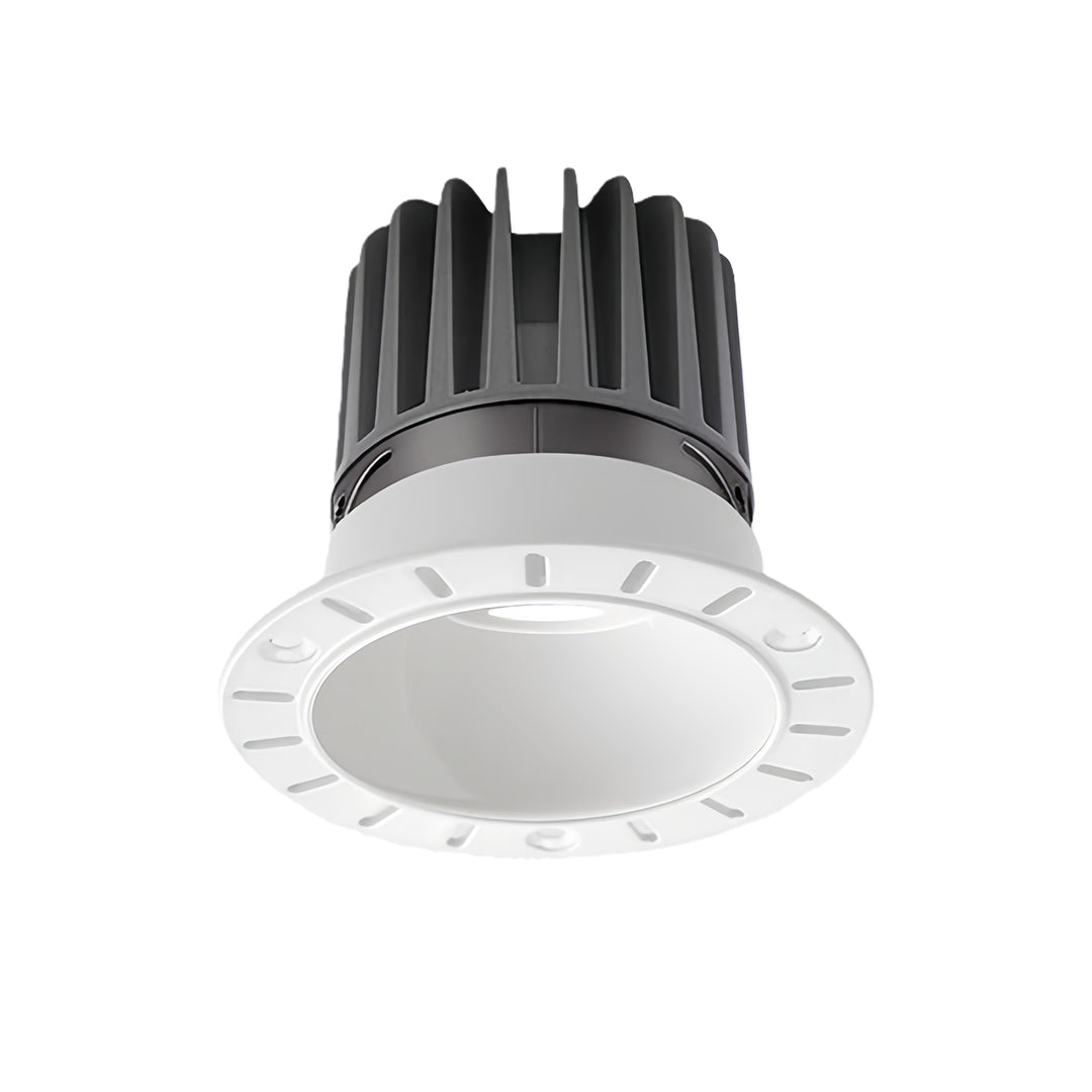 White indoor LED spotlight featuring glass shade chandelier style silver reflector and decorative bezel for modern interiors.