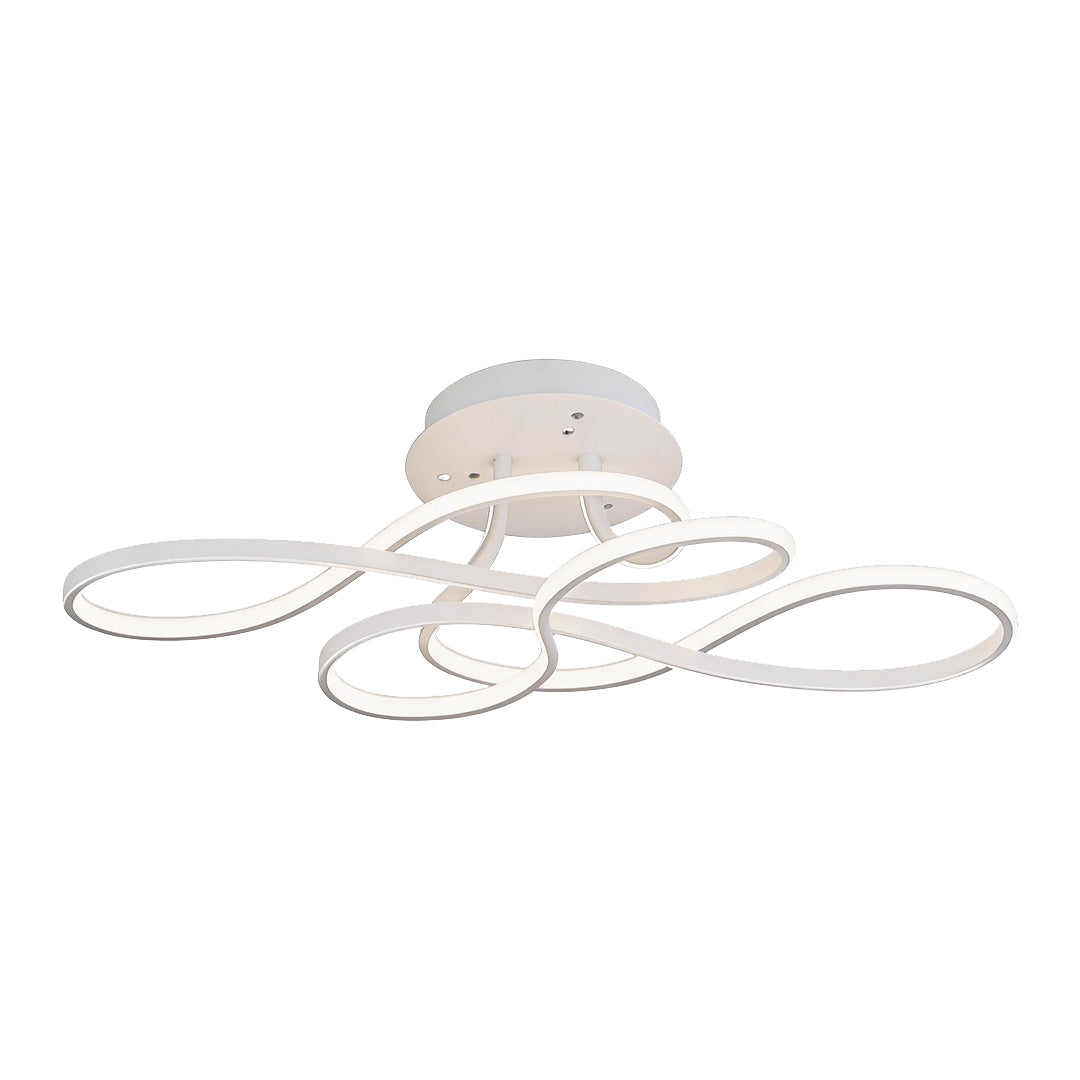 Minimalist white LED curve ceiling light with an intertwined ribbon design.
