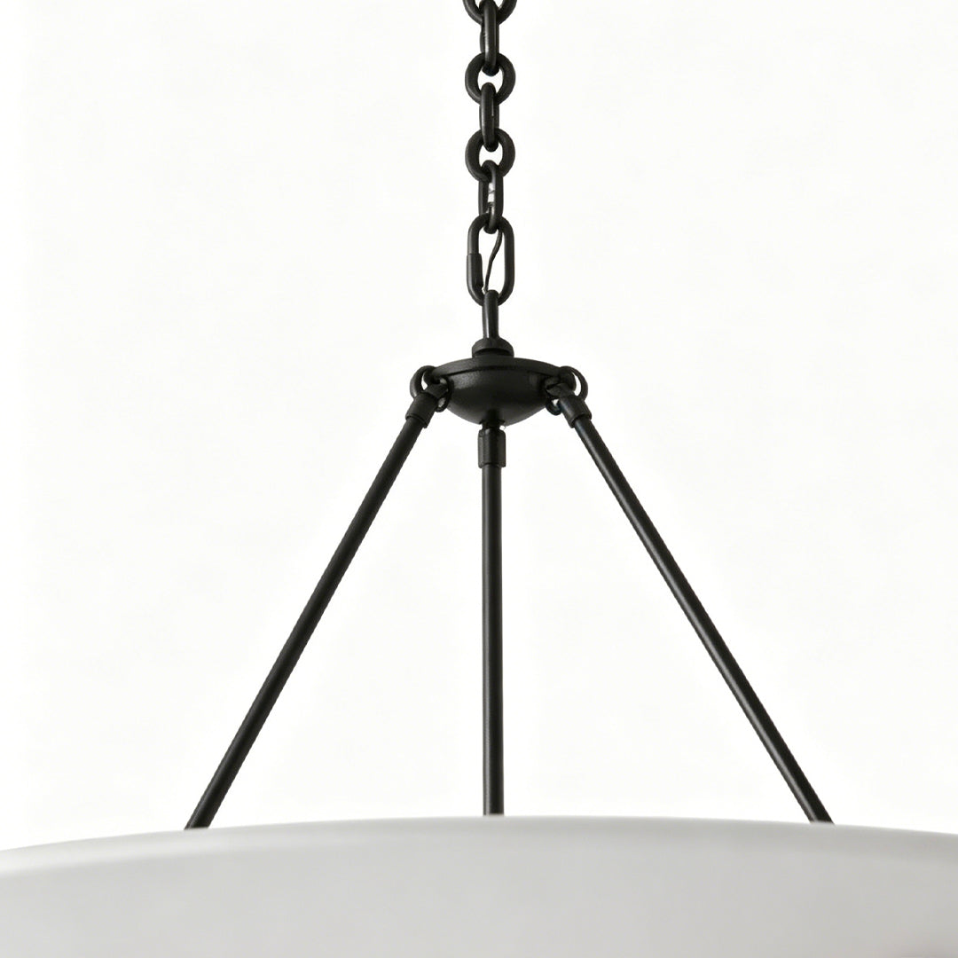 White plaster chandelier black frame version isolated on white background.