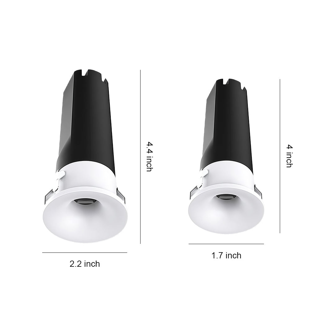 Compact recessed glass shade chandelier fixture in white finish with black trim for modern ceiling installation.