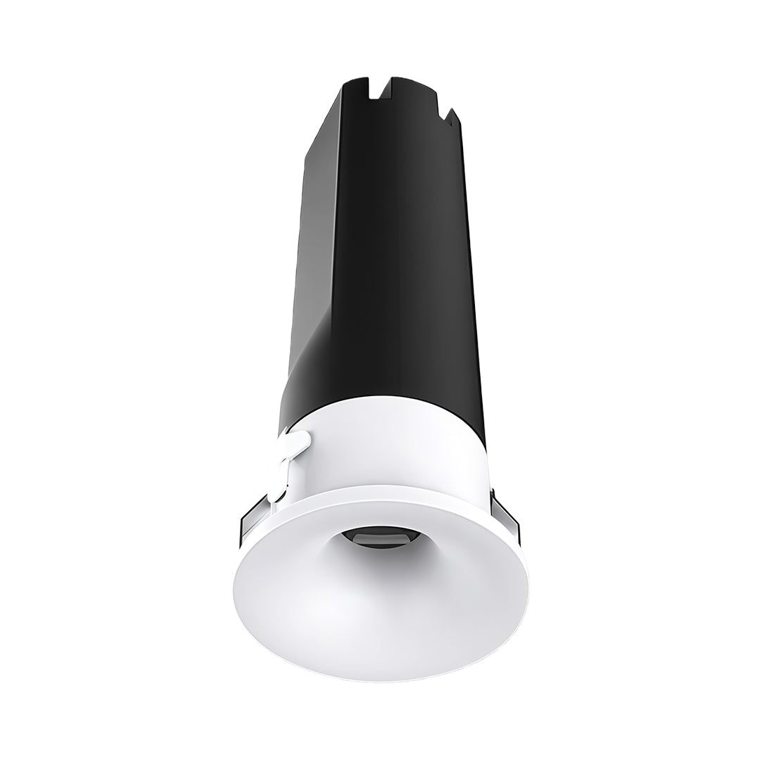 Compact recessed glass shade chandelier fixture in white finish with black trim for modern ceiling installation.
