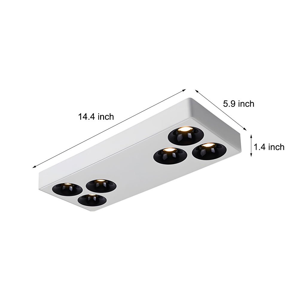 White Rectangular Plate 6 - Light Peg Flush Mount Spotlight