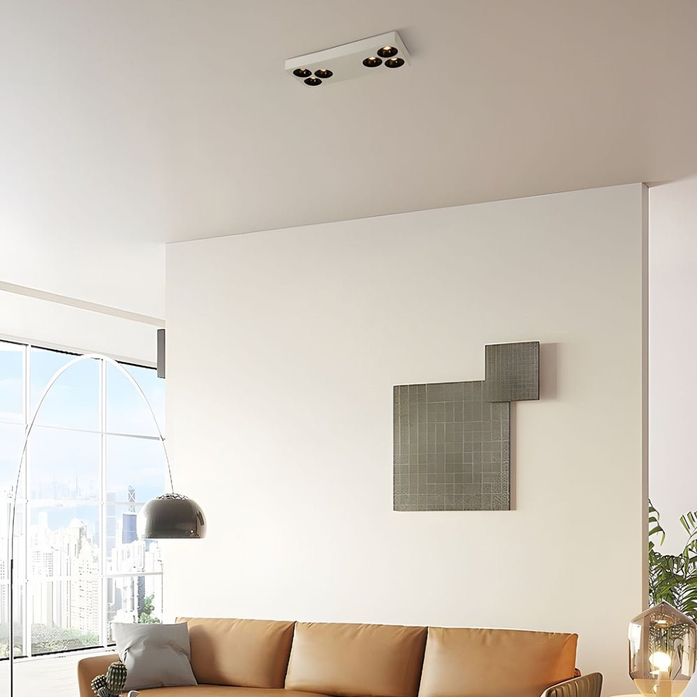 White Rectangular Plate 6 - Light Peg Flush Mount Spotlight