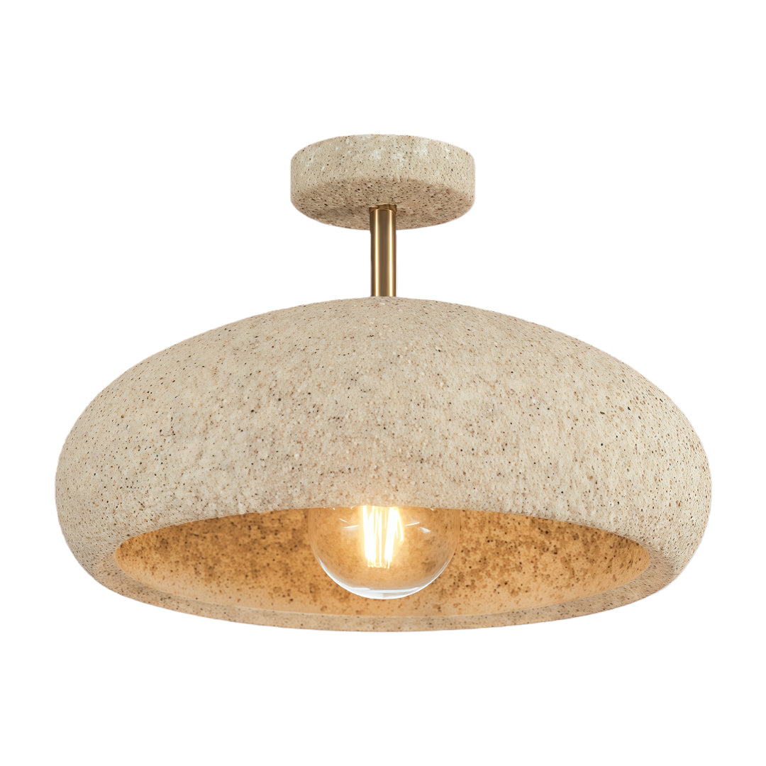 textured white Wabi-Sabi semi-flush ceiling light