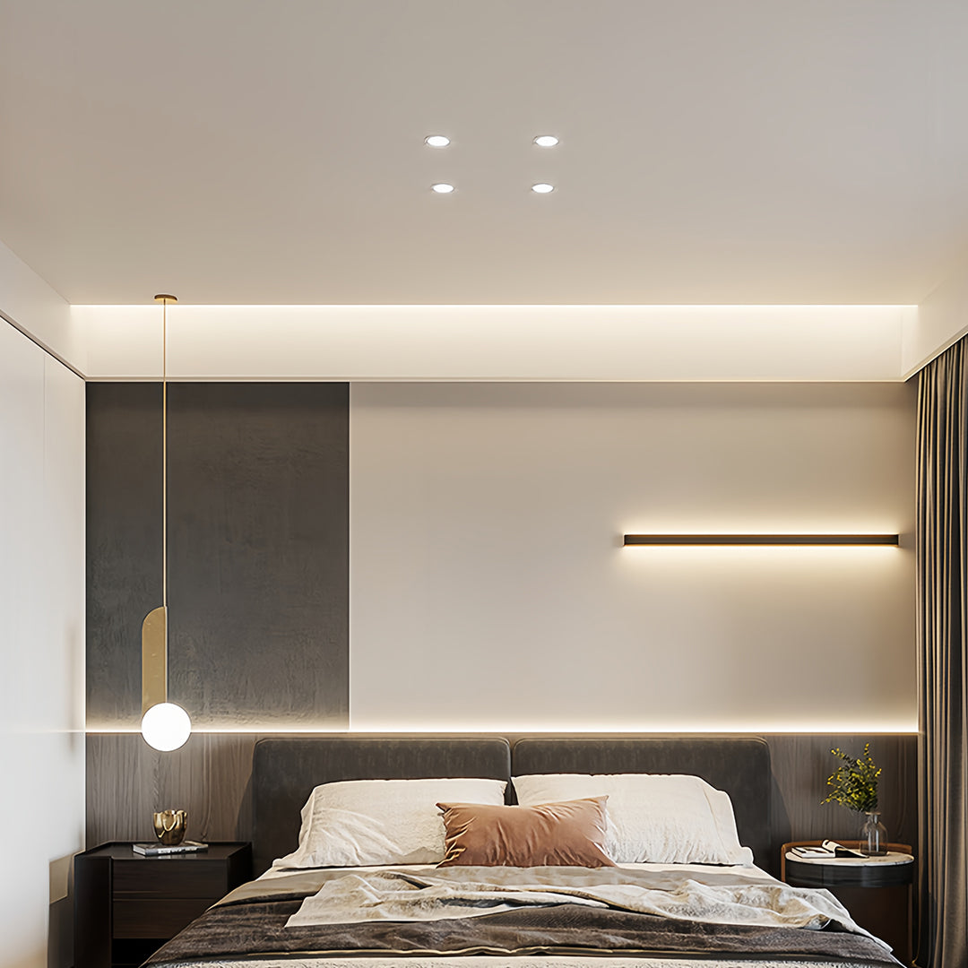 White square recessed downlight with adjustable COB LED in a stylish hallway