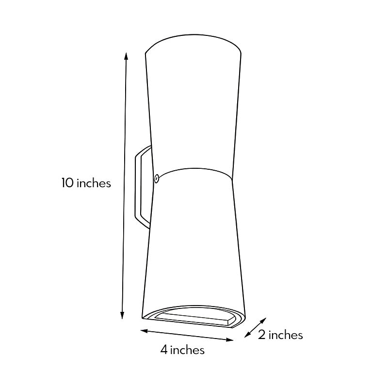 White cylindrical up and down exterior wall light product display on a clean background.