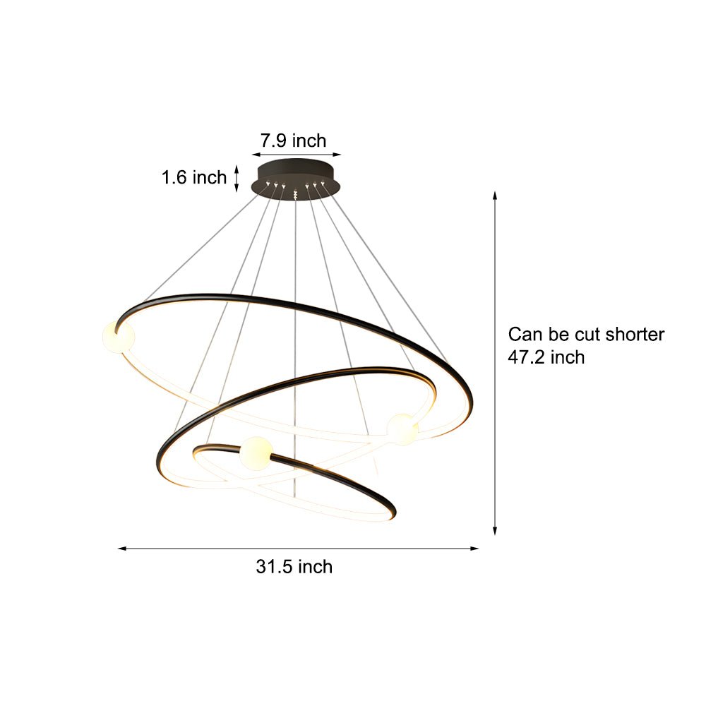 White/Black Circular Pendant Lamp Dimmable LED Rings Chandelier