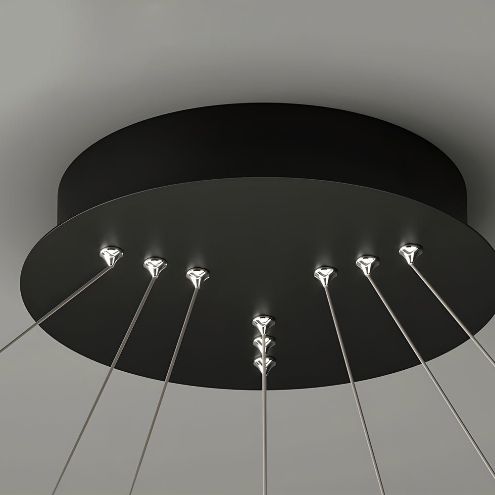 White/Black Circular Pendant Lamp Dimmable LED Rings Chandelier
