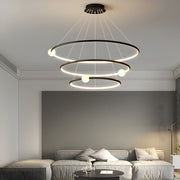 White/Black Circular Pendant Lamp Dimmable LED Rings Chandelier