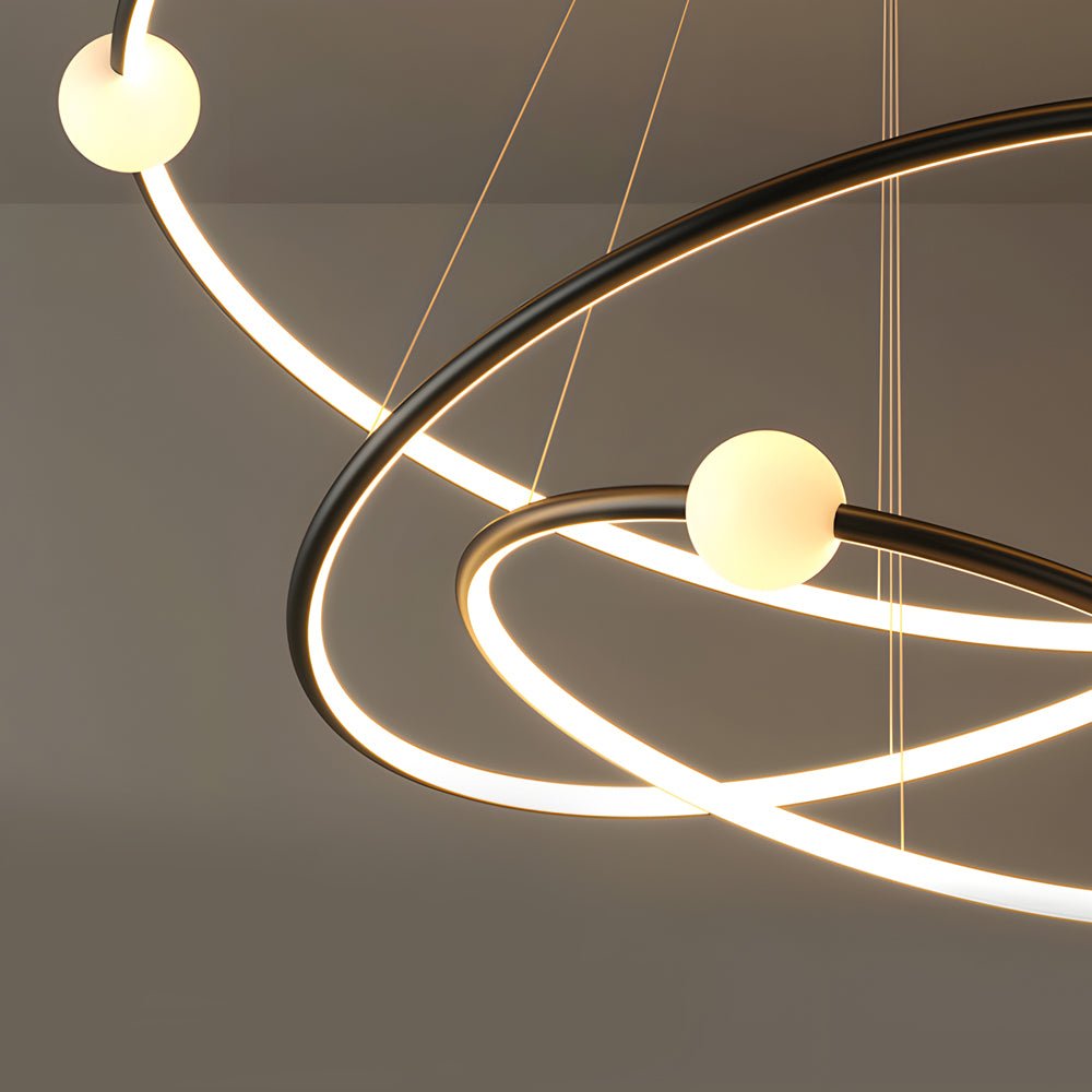 White/Black Circular Pendant Lamp Dimmable LED Rings Chandelier