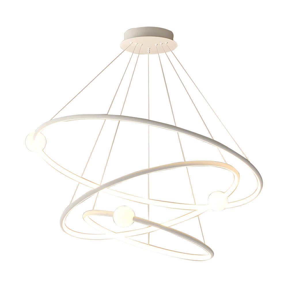 White/Black Circular Pendant Lamp Dimmable LED Rings Chandelier