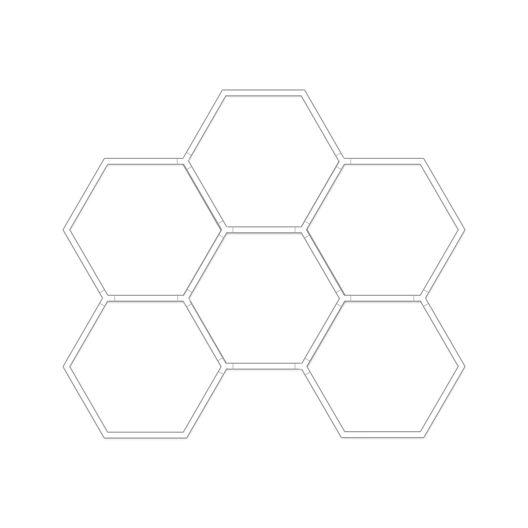 Wide geometric honeycomb ceiling light structure designed for modern garages and commercial interiors.
