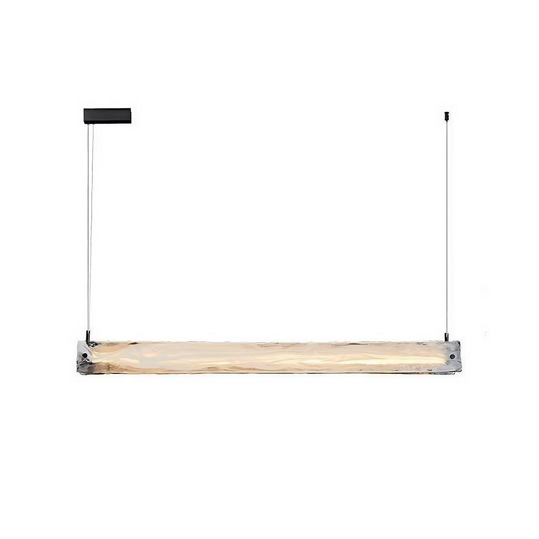 Elegant glass pendant light for kitchen with natural wood grain and transparent glass housing