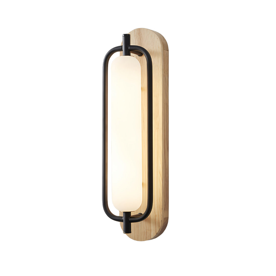Wall mount outdoor solar lights featuring a slim wooden backplate with black frame.